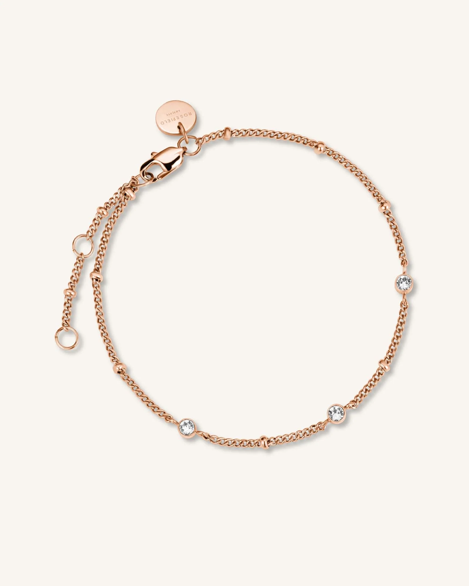 Bracelet Triple Crystals Dotted Chain