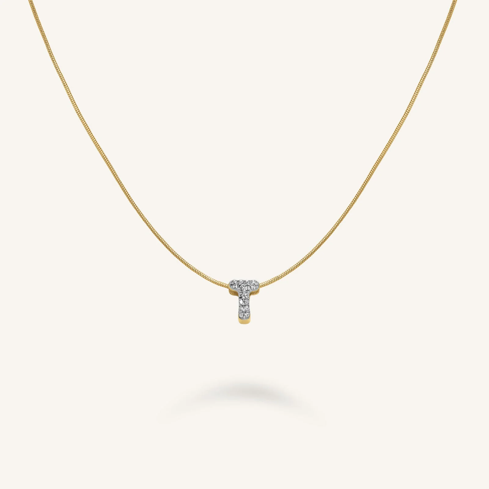 Crystal Letter T Necklace