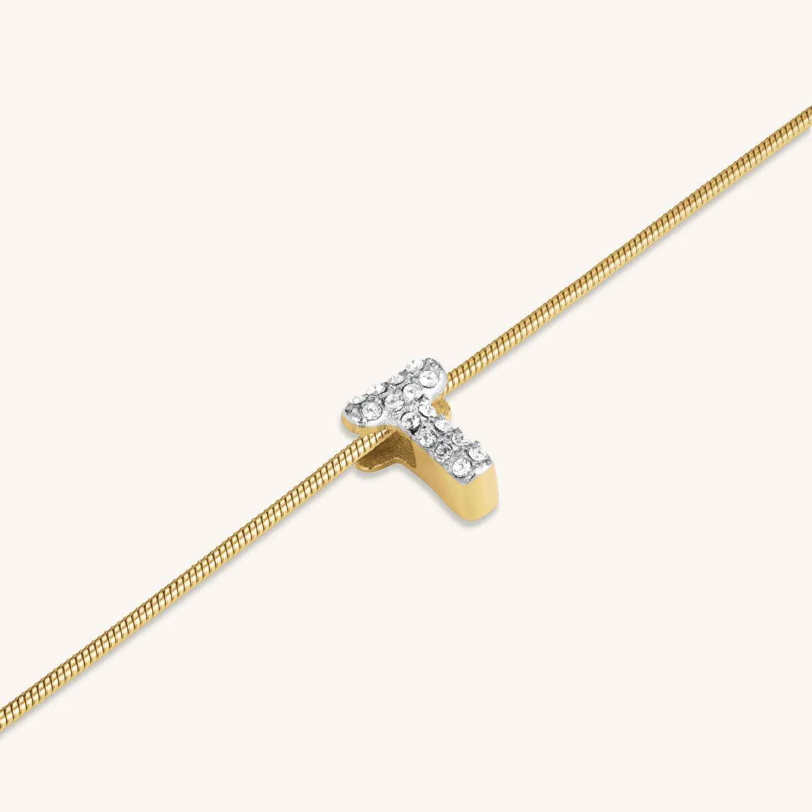 Crystal Letter T Necklace - Image 3